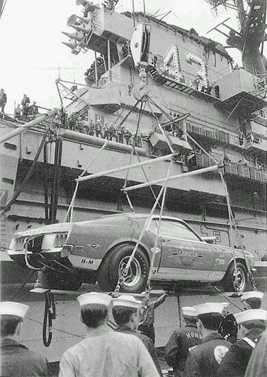 Old Photo of 1970 'Lawman' Super Boss 429 being unloaded in Vietnam