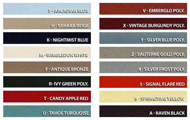 1966 Mustang Color Chart