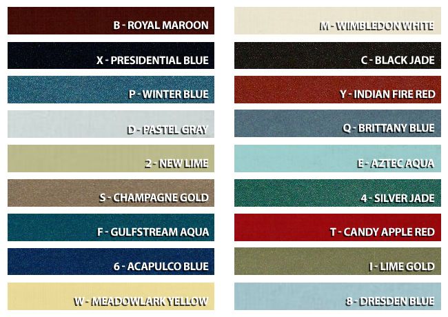 1969 Mustang Color Chart