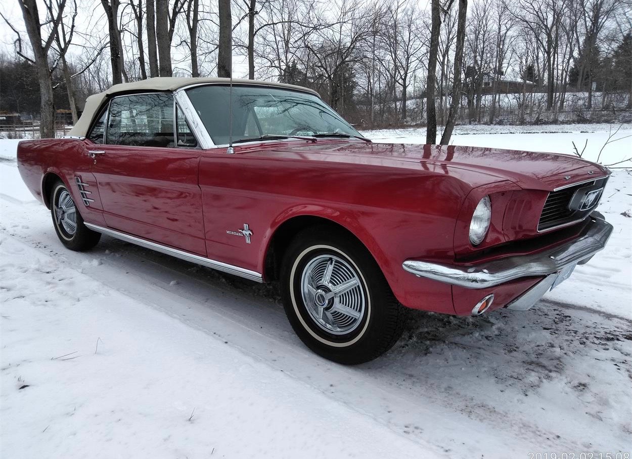 Vintage Burgundy 1966 Ford Mustang