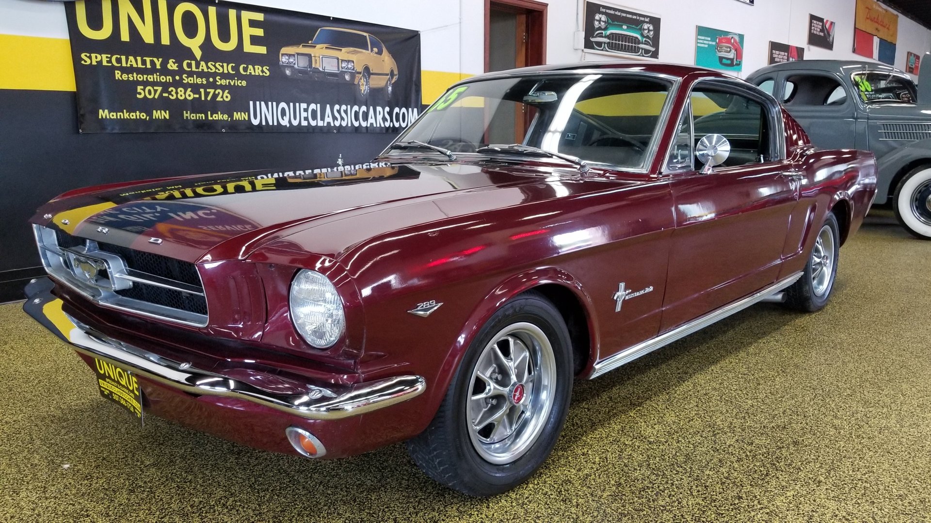 Vintage Burgundy 1965 Ford Mustang