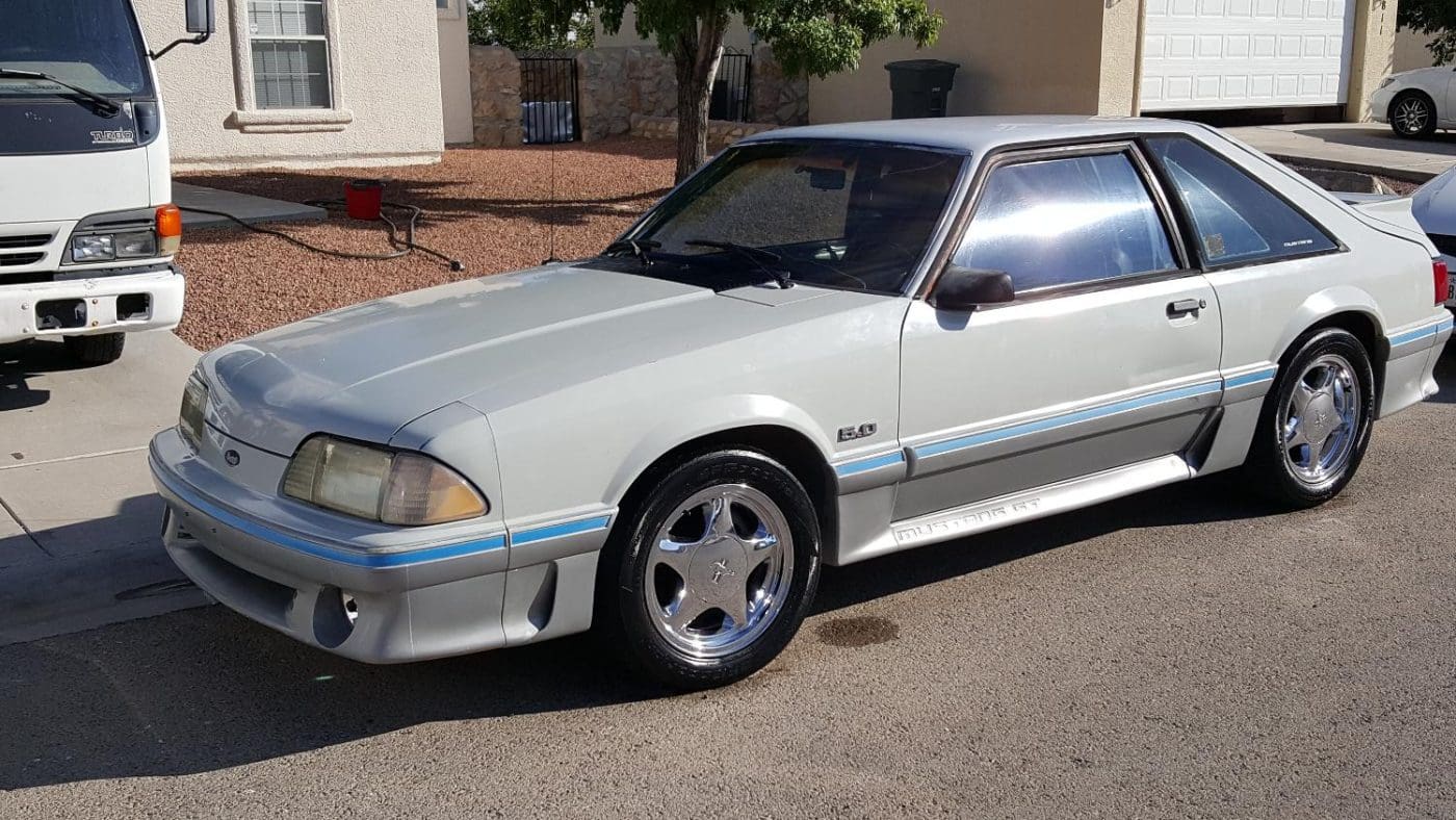 Light Gray 1987 Ford Mustang