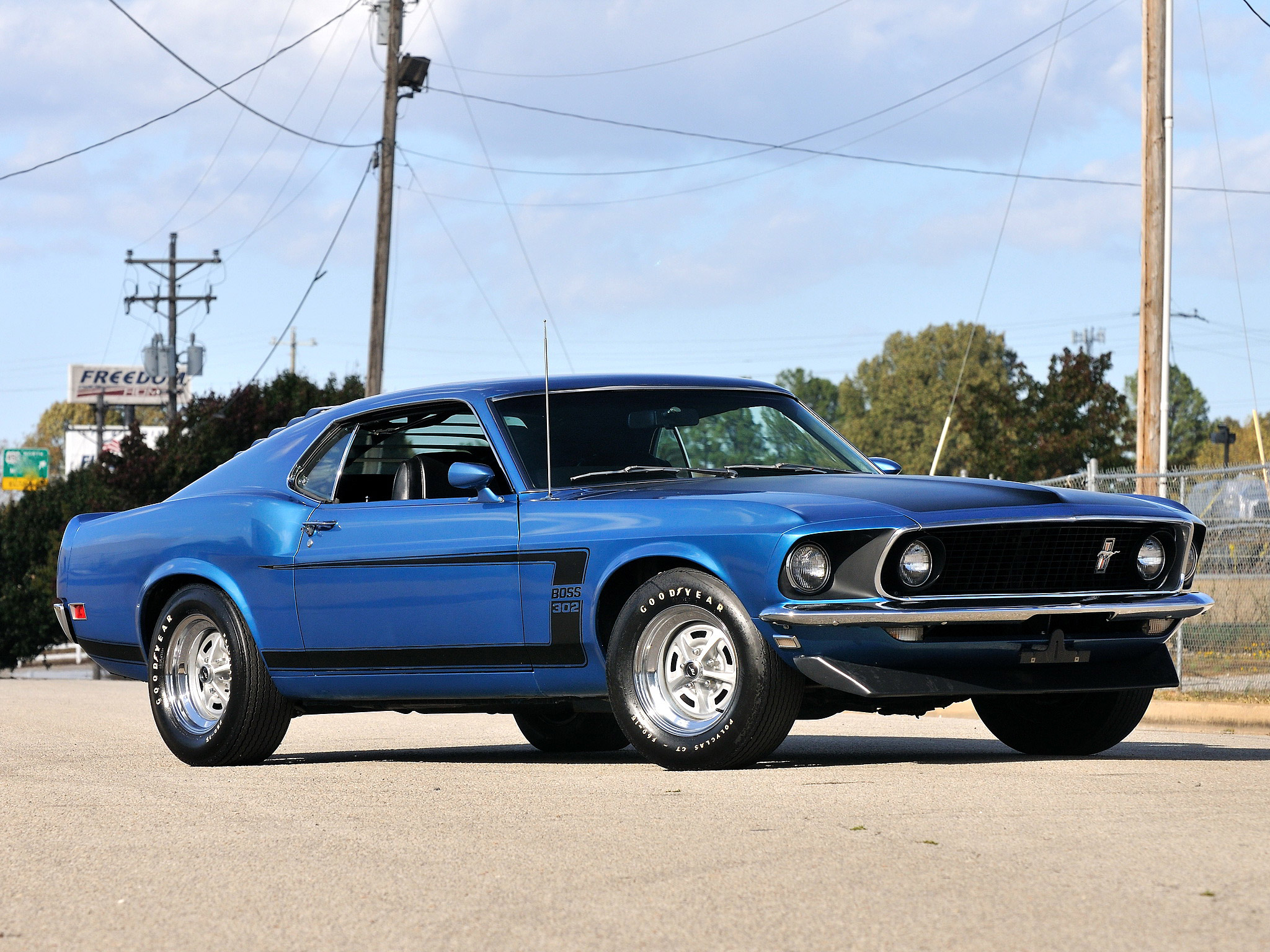 Blue 1969 Ford Mustang Boss 302