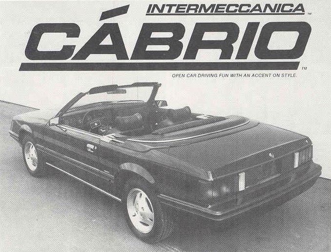 1982 Mustang Intermeccanica Convertible Advertisement