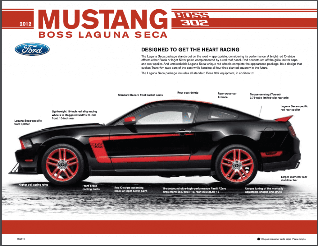 2012 302 Boss Laguna Seca Fact Sheet