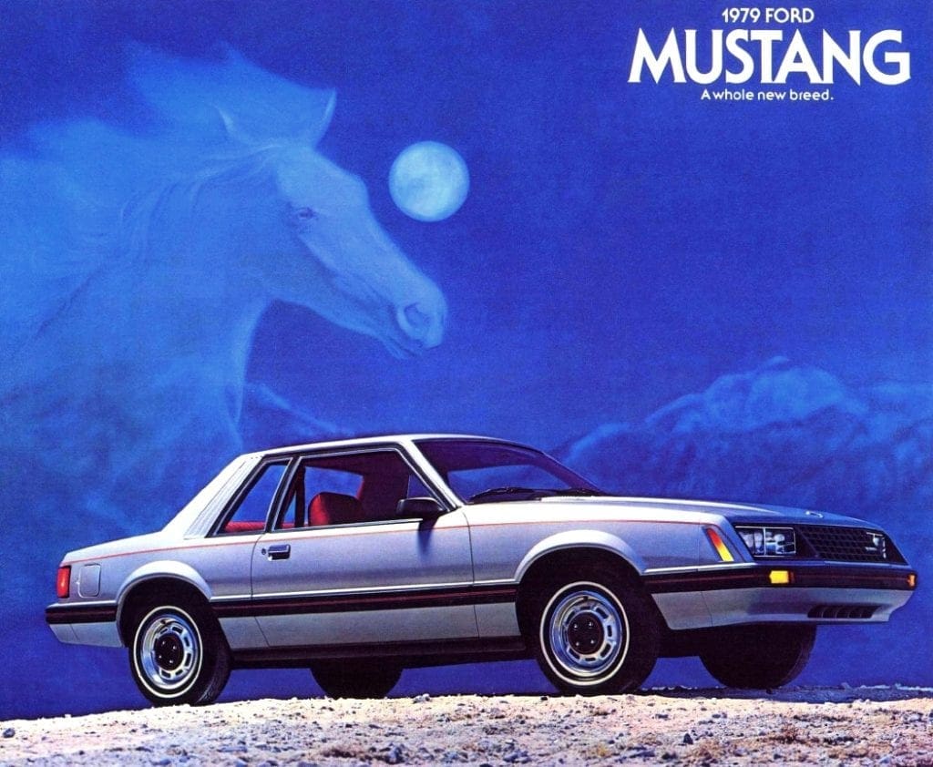 Early promotional flyer for the 1979 Fox-body Ford Mustang.