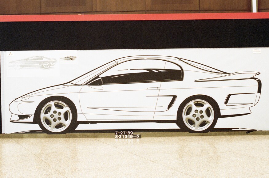 Early sketches of the fourth-generation Mustang.