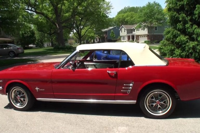 1966 Ford Mustang Convertible In Red Paint Walkaround & Engine Start-Up
