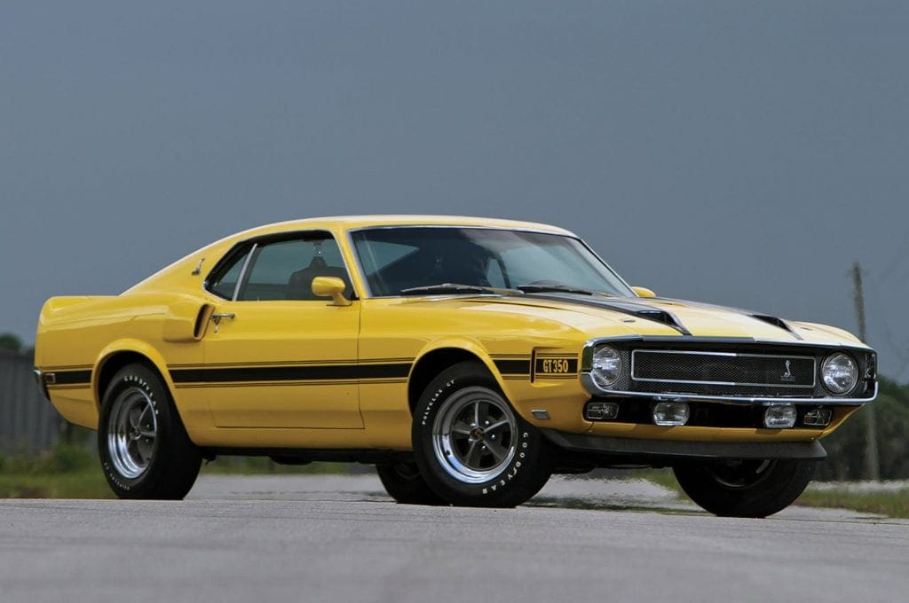 The 1970 Shelby GT350. Note the front chin spoiler.