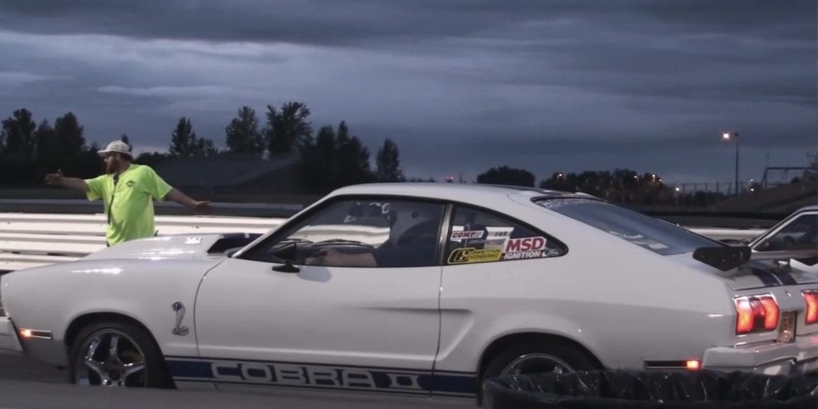 Video: 1977 Ford Mustang Cobra II At A Drag Race