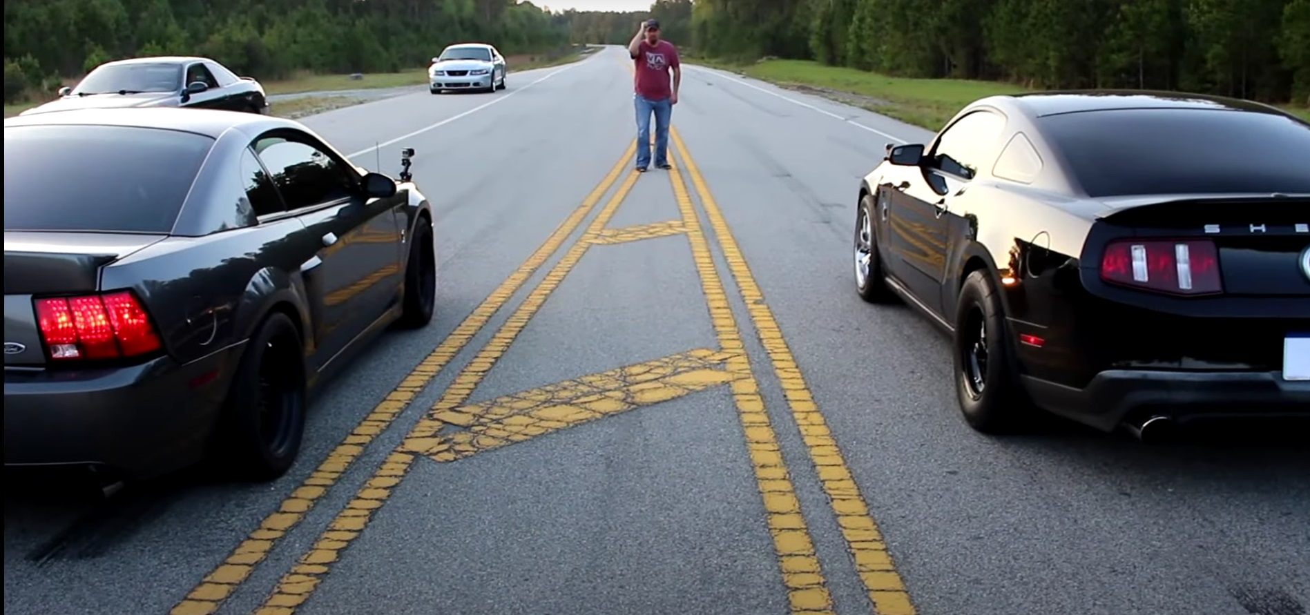 Video: 2012 Ford Mustang Shelby GT500 vs 2 '03 Whipple Cobras Battling It Out!