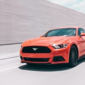 Mustang driving on the highway