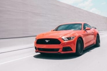 Mustang driving on the highway