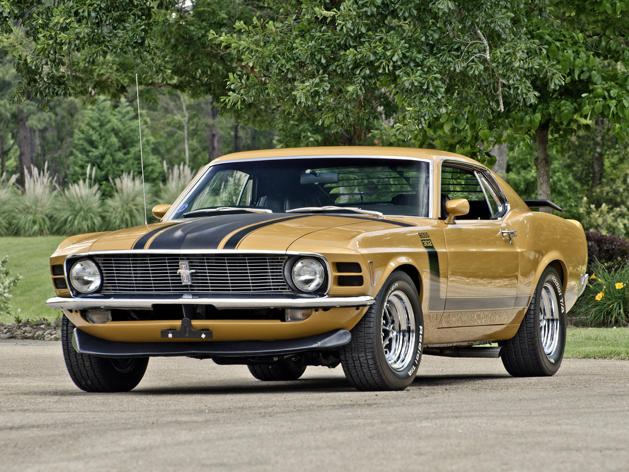 Gold 1970 Boss 302 Mustang
