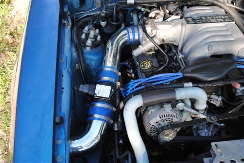BBK cold air intake attached to Cobra engine