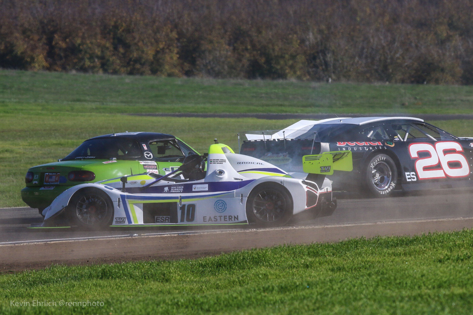 Car spinning out on track during Thunderhill 2021