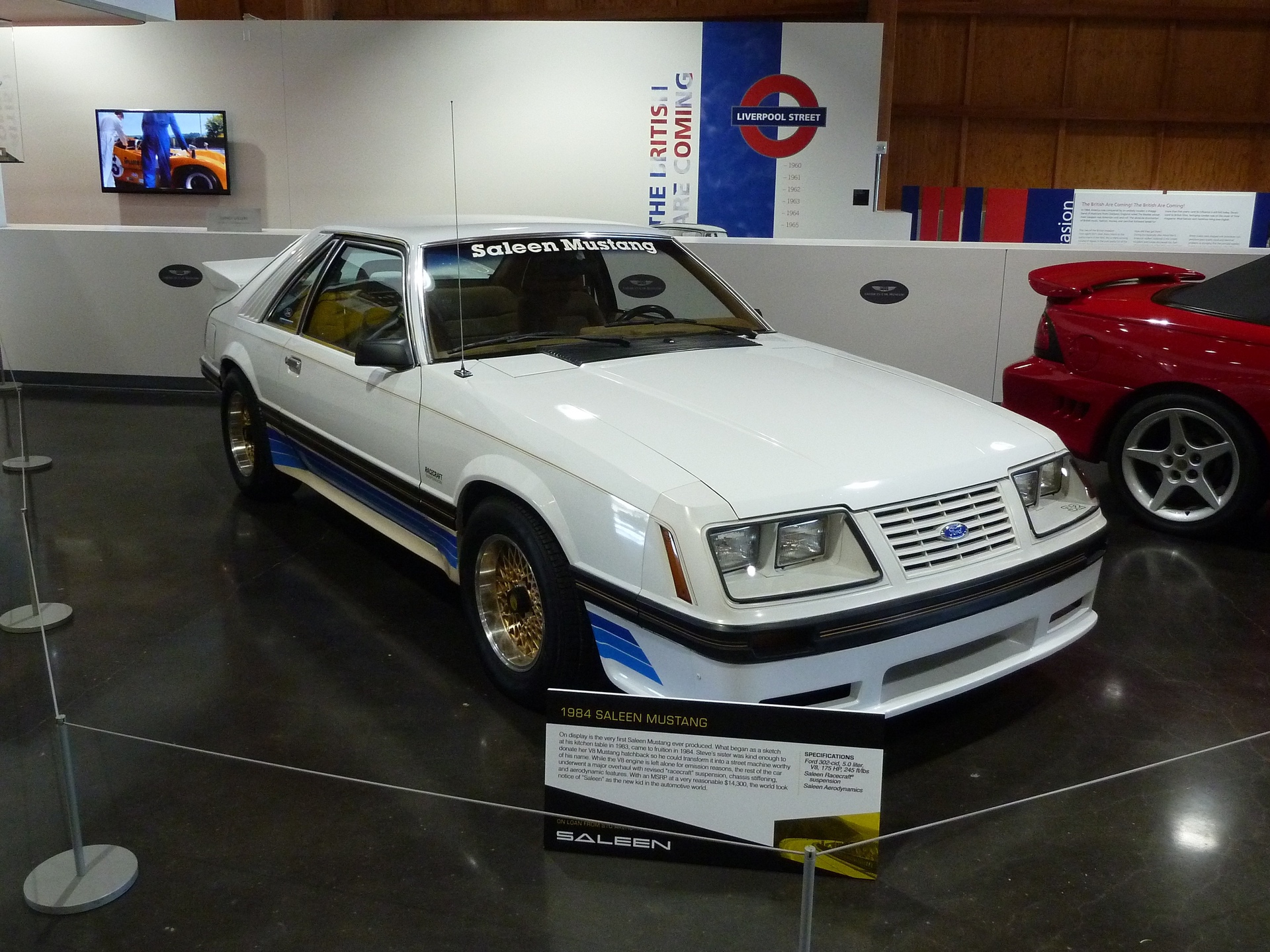 White Saleen Mustang from 1984 in museum