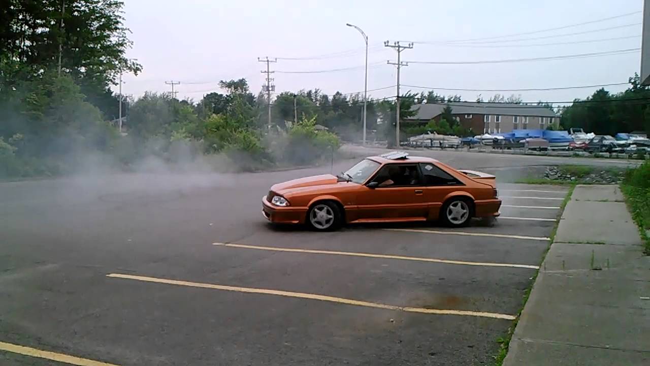 1988 Mustang GT Doing Doughnuts On A Parking Lot