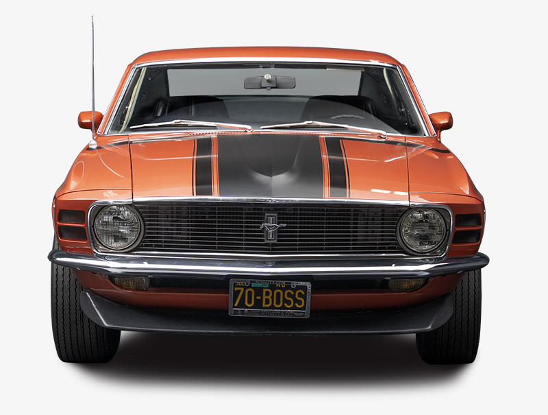 Front view of Dream Giveaway's 1970 Ford Mustang Boss 302