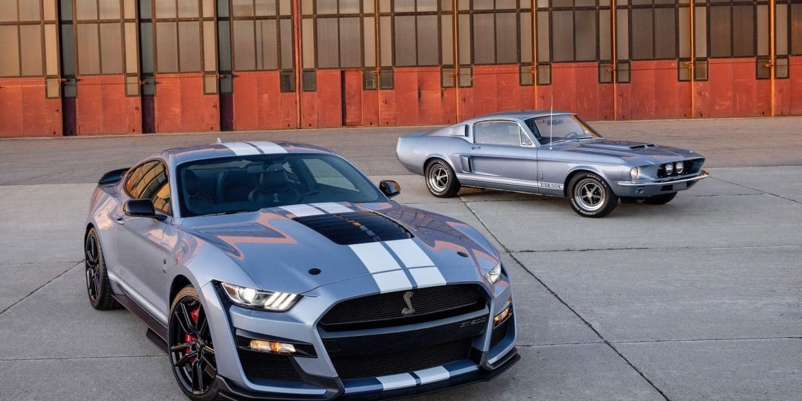 Modern 2022 Heritage Edition GT500 Along Side 1967 GT 500