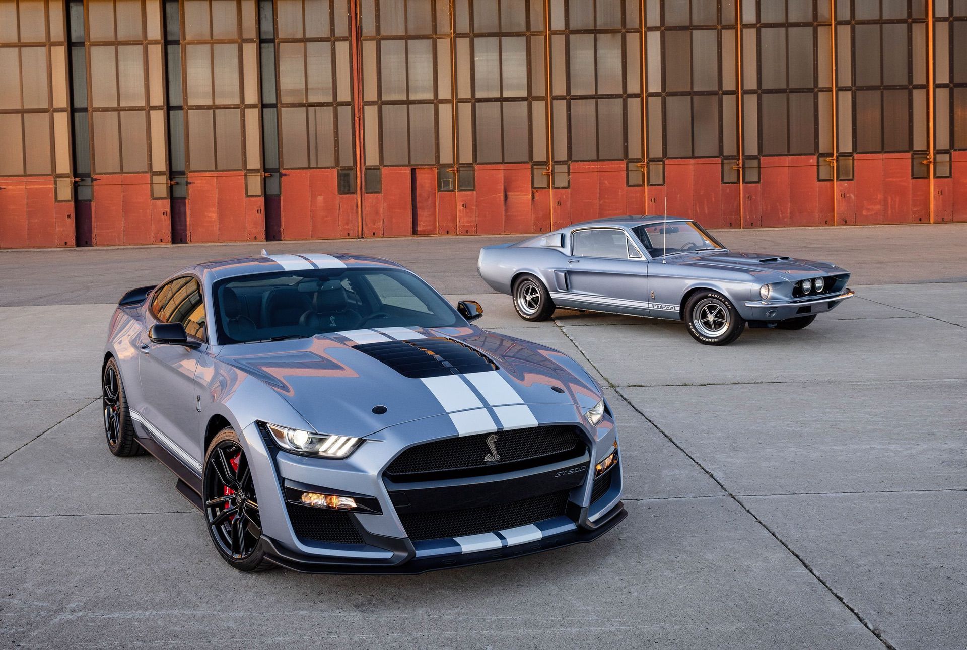 Modern 2022 Heritage Edition GT500 Along Side 1967 GT 500