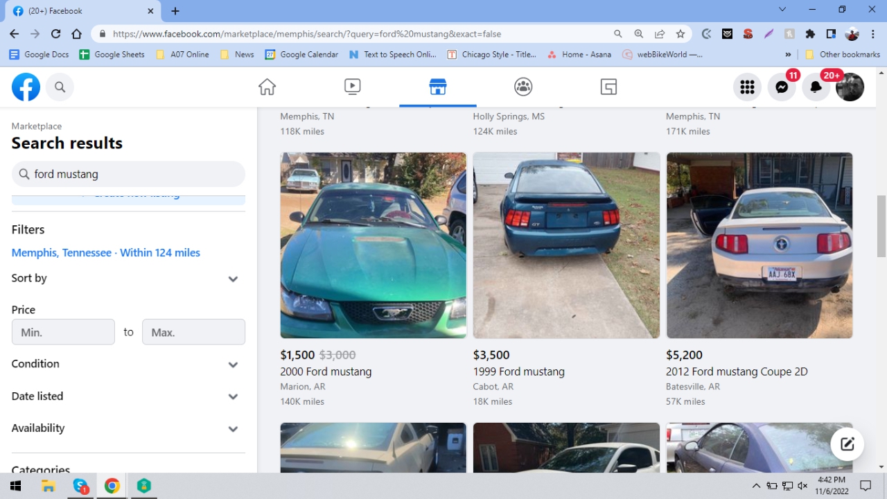 Search results for Ford Mustang on Facebook Marketplace