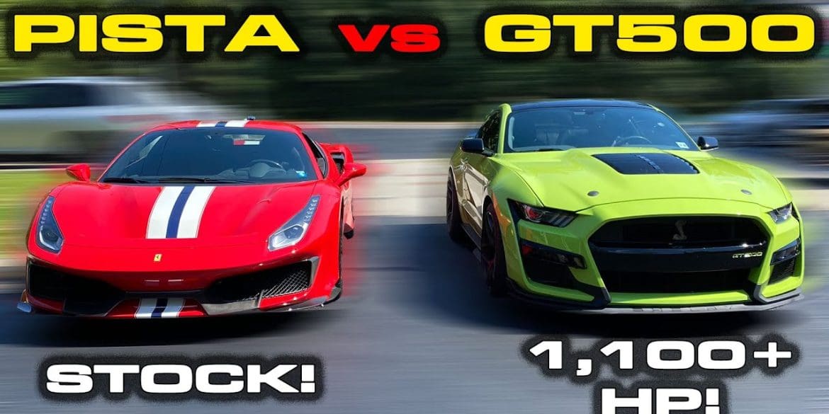 1100 Hp Shelby GT500 vs Stock Ferrari 488 Pista