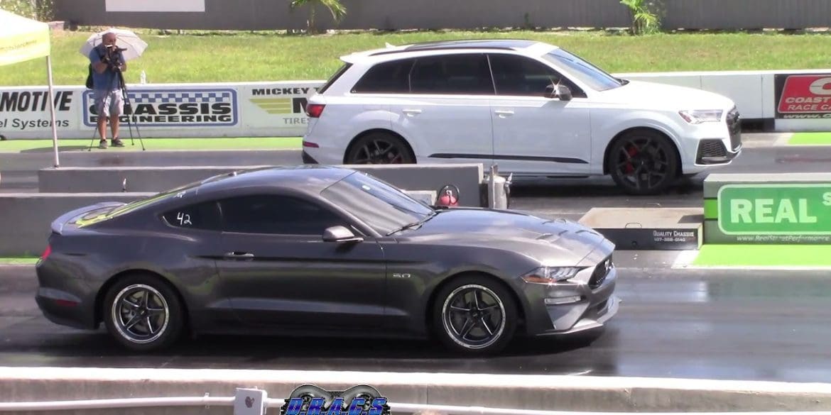 S550 Ford Mustang GT Lining Up Against An Audi SQ7