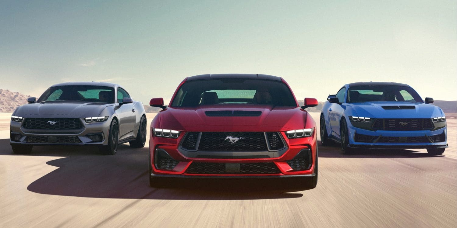 2024 Ford Silver, Red and Blue Mustangs