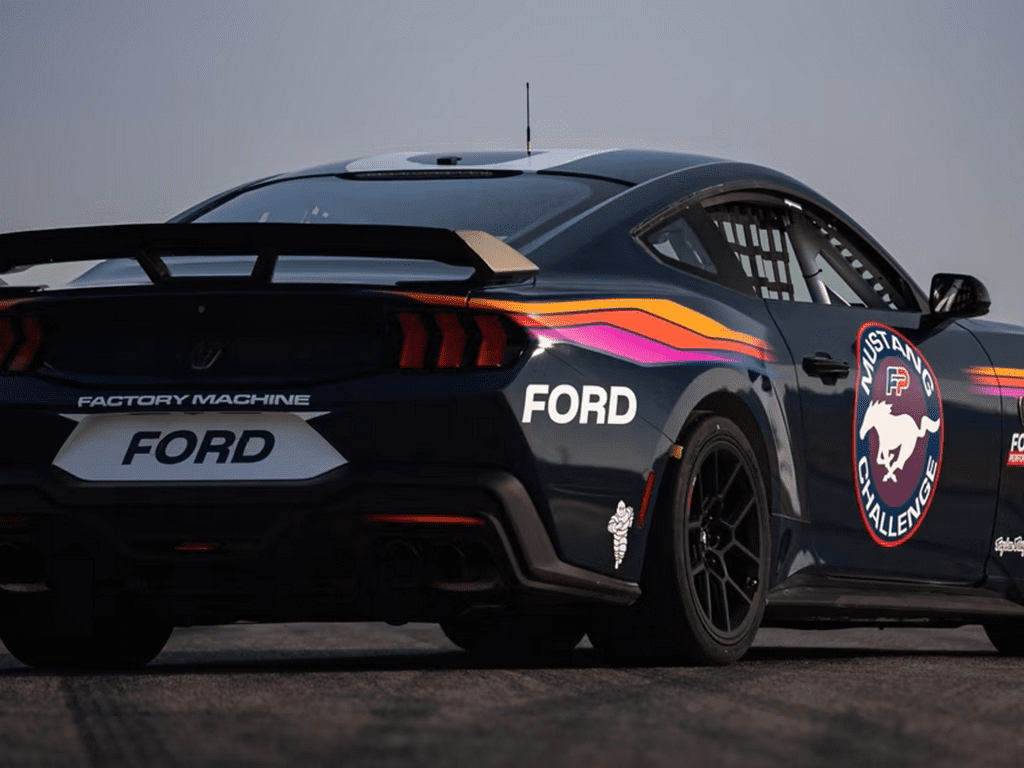Rear view of the 2024 Ford Mustang Dark Horse R