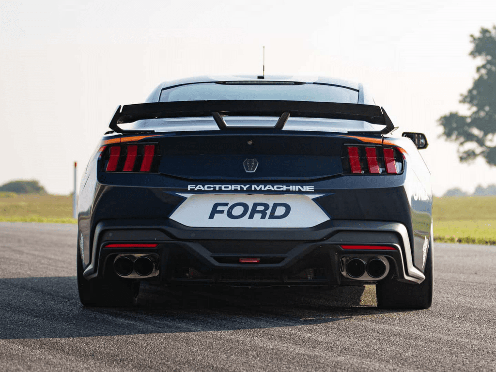 Rear view of 2024 Ford Mustang Dark Horse R