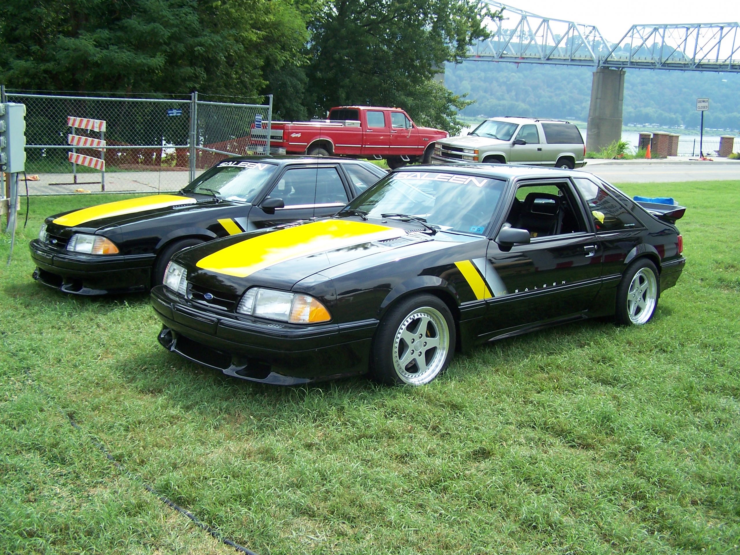 Three-quarter front view of the 1993 black Ford Saleen Mustang SA10